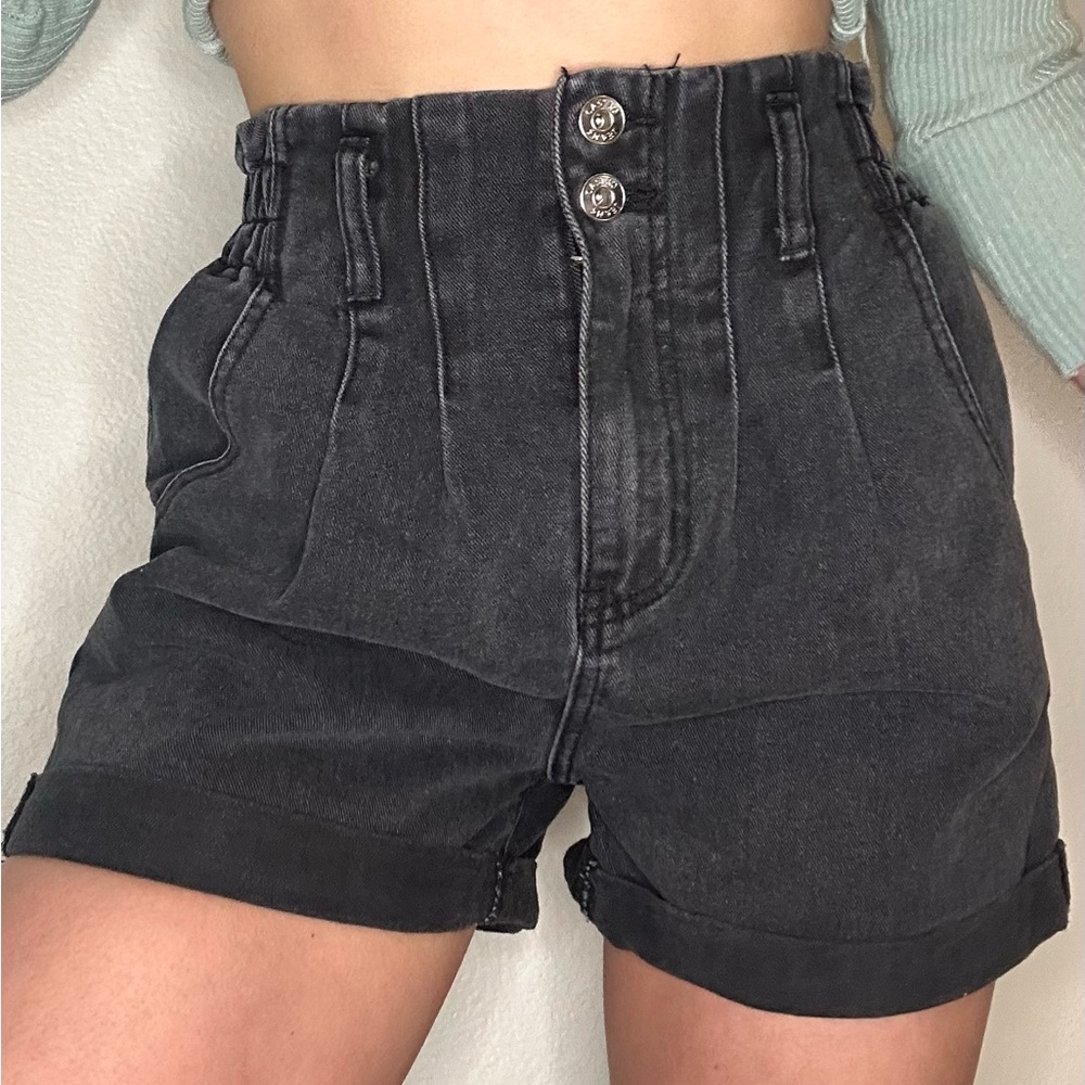 Black Denim Shorts - High Waisted
